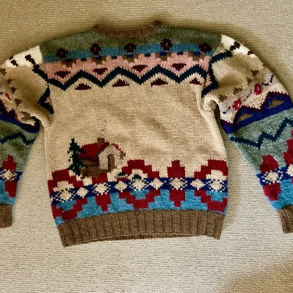Ralph Lauren Hand Knit mens M wool ranch seen sweater